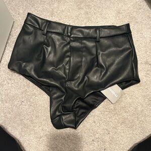 Missguided Black Faux Leather High Waist Shorts